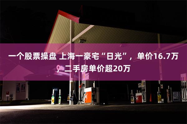 一个股票操盘 上海一豪宅“日光”，单价16.7万，二手房单价超20万