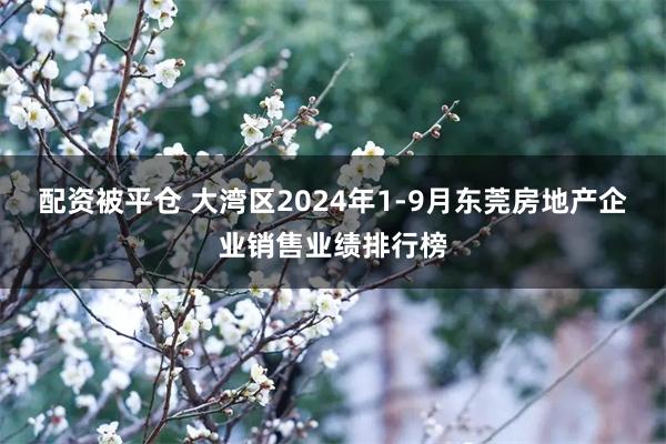 配资被平仓 大湾区2024年1-9月东莞房地产企业销售业绩排行榜